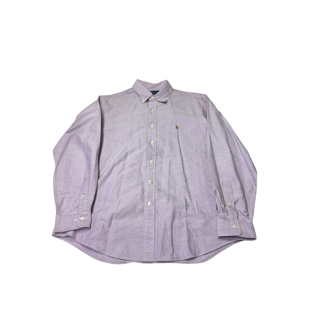 Ralph Lauren Mens Custom Fit Purple Oxford Shirt Logo 17 34/35 Long Sleeve